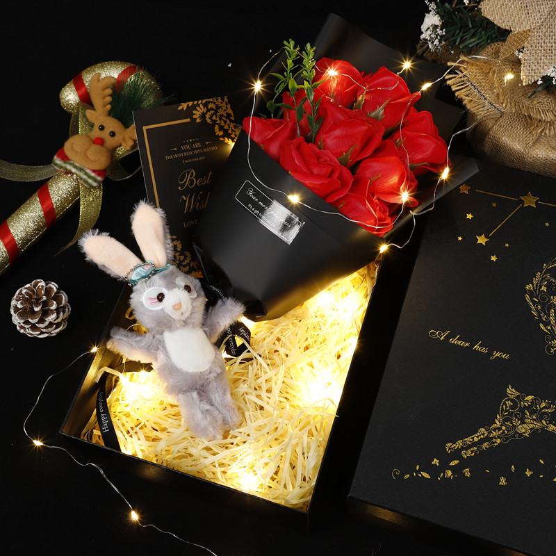 Acción de Gracias de Navidad de chocolate creativo Rosa jabón ramo caja de regalo para hombre novia esposa novias regalo de vacaciones