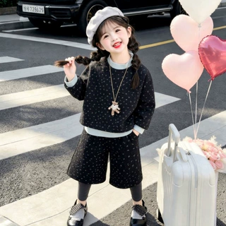 女童森系碎花套装儿童时髦洋气春秋童装宝宝女孩三件套秋装童装潮