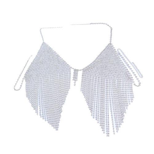 Cross-border European and American fashion accessories Sexy full rhinestone bikini bra set nightclub shiny tassel body chain