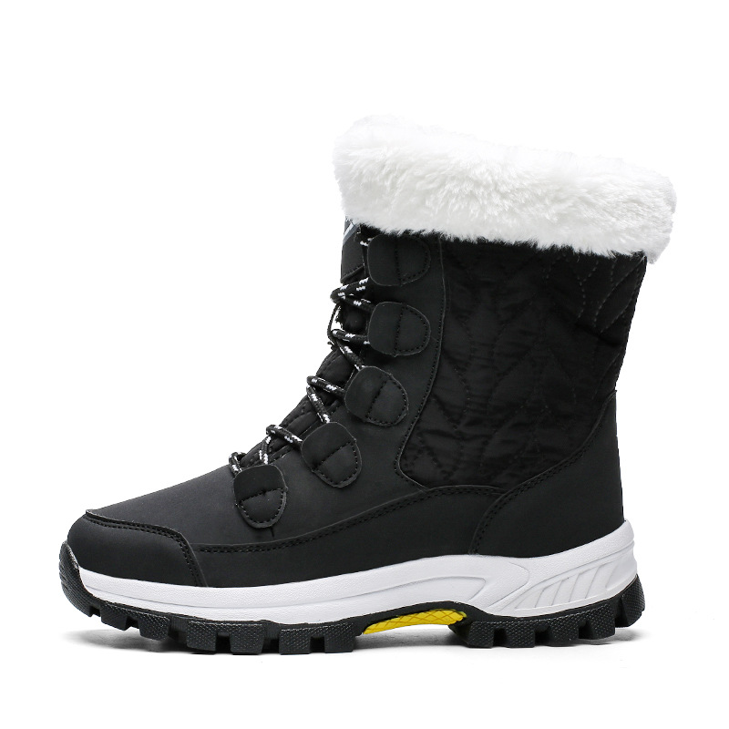 Invierno de alta altura de algodón botas de nieve de suela gruesa de mujer calentamiento de terciopelo grueso botas de mujer zapatos casuales