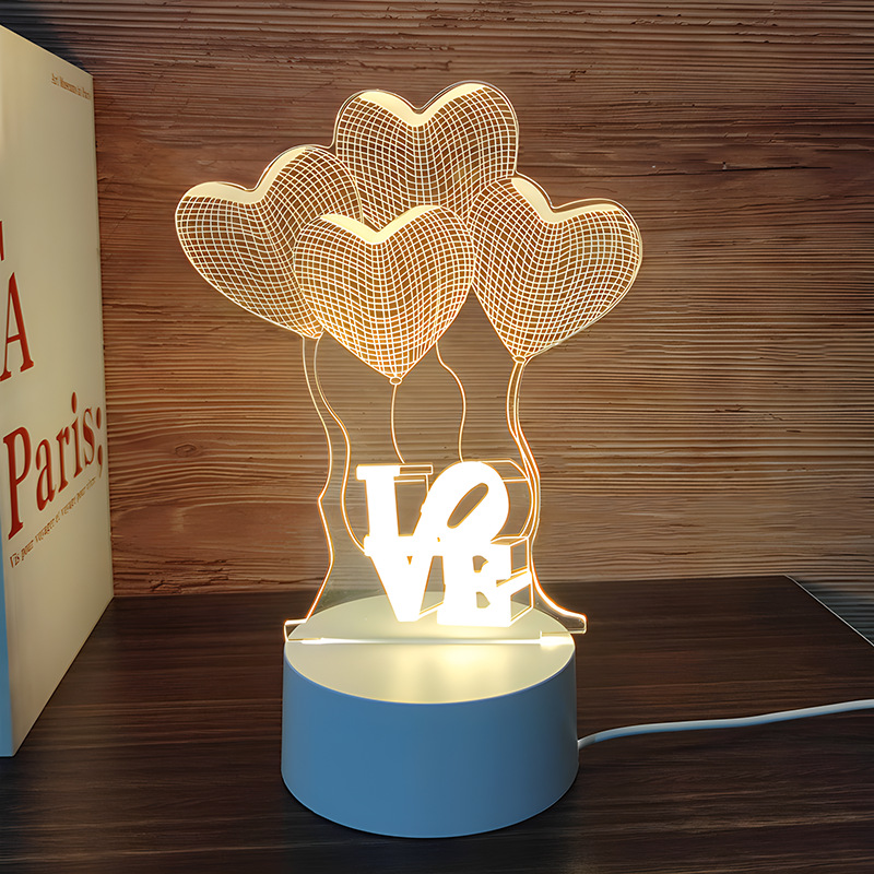 Venta al por mayor luz nocturna 3D USB niños dibujos animados regalo de Navidad lámpara de mesa pequeña atmósfera transfronteriza fijo logotipo acrílico