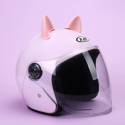 Motosiklet kaskı (dəbilqə) – Helmet - light-pink-pink-cat-ears-cold-protection-and-warmth-hd-clear-lenses