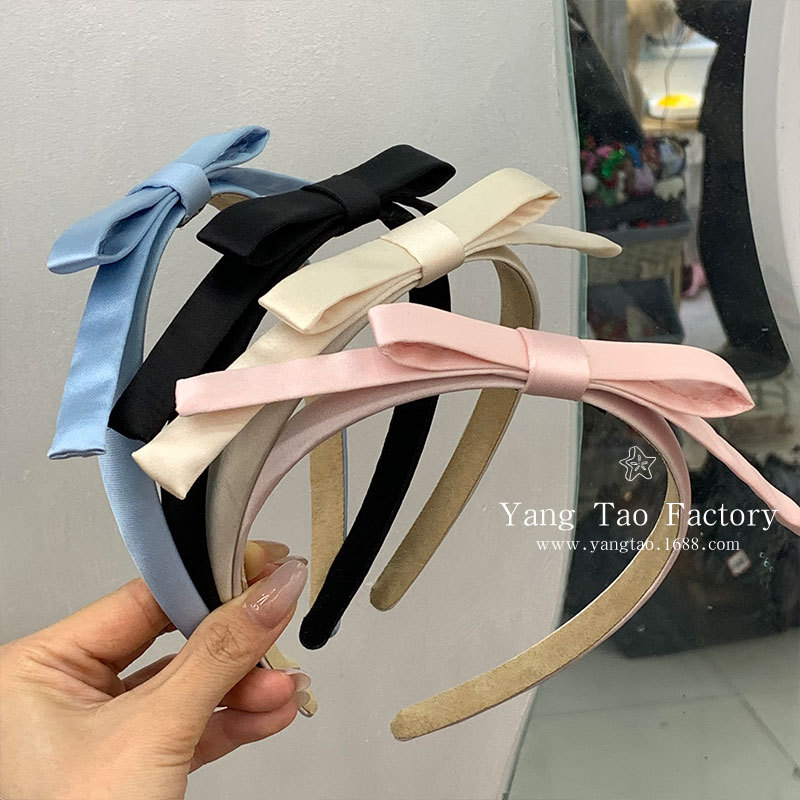 Red popularidad Yu Shuxin reducción de edad satén negro arco alto cráneo craneal banda de cabello de cinta francesa banda de cabello negro