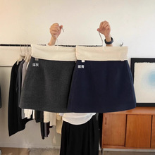 灰色高腰毛呢半身裙女秋冬款显瘦百搭a字包臀裙高级感气质小短裙