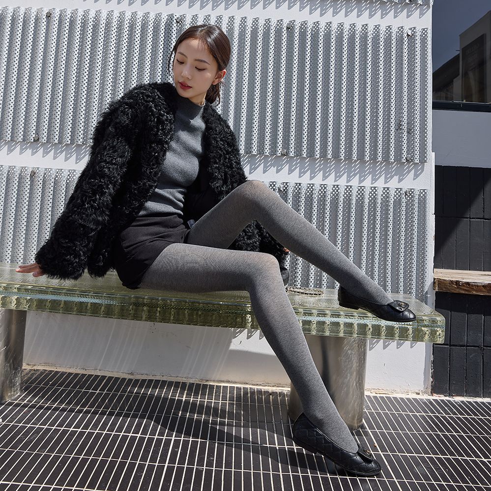 金蛋加绒加厚打底裤微透肤女秋冬绒外穿提臀一体裤高腰保暖裤收腹