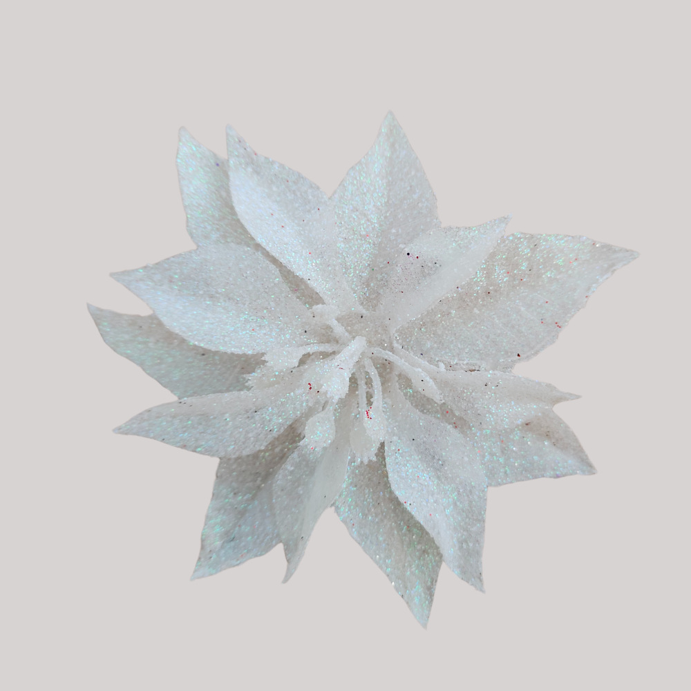 Polvo de oro de 9cm cabeza de flor de Navidad flor de simulación brillo flor de Navidad decoración de árbol de Navidad decoración de vacaciones accesorios de guirnalda