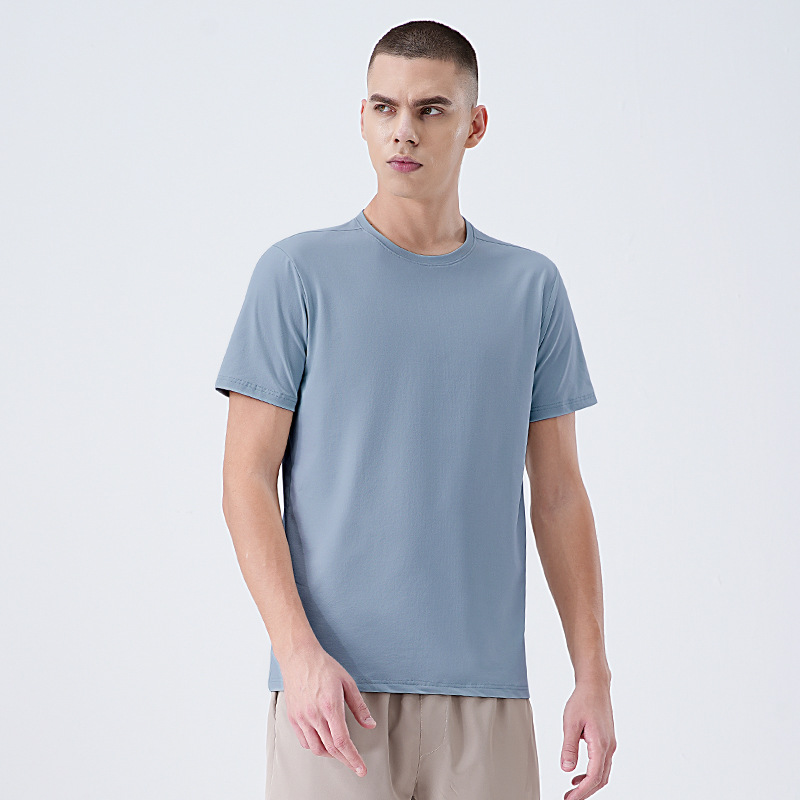 Europa y los Estados Unidos transfronterizos hombres corren frío camiseta de mangas cortas para hombres verano 2025 nuevo deporte al aire libre camiseta de cuello redondo