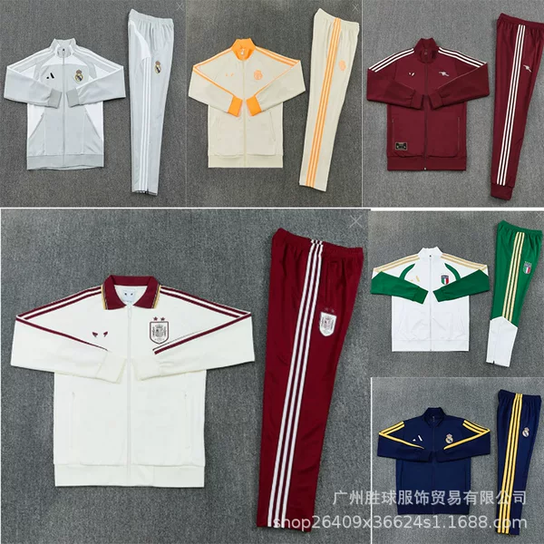 2627 High-End Version Chelsea Real Madrid Roma Retro Long Zipper Jacket Football Uniform Set