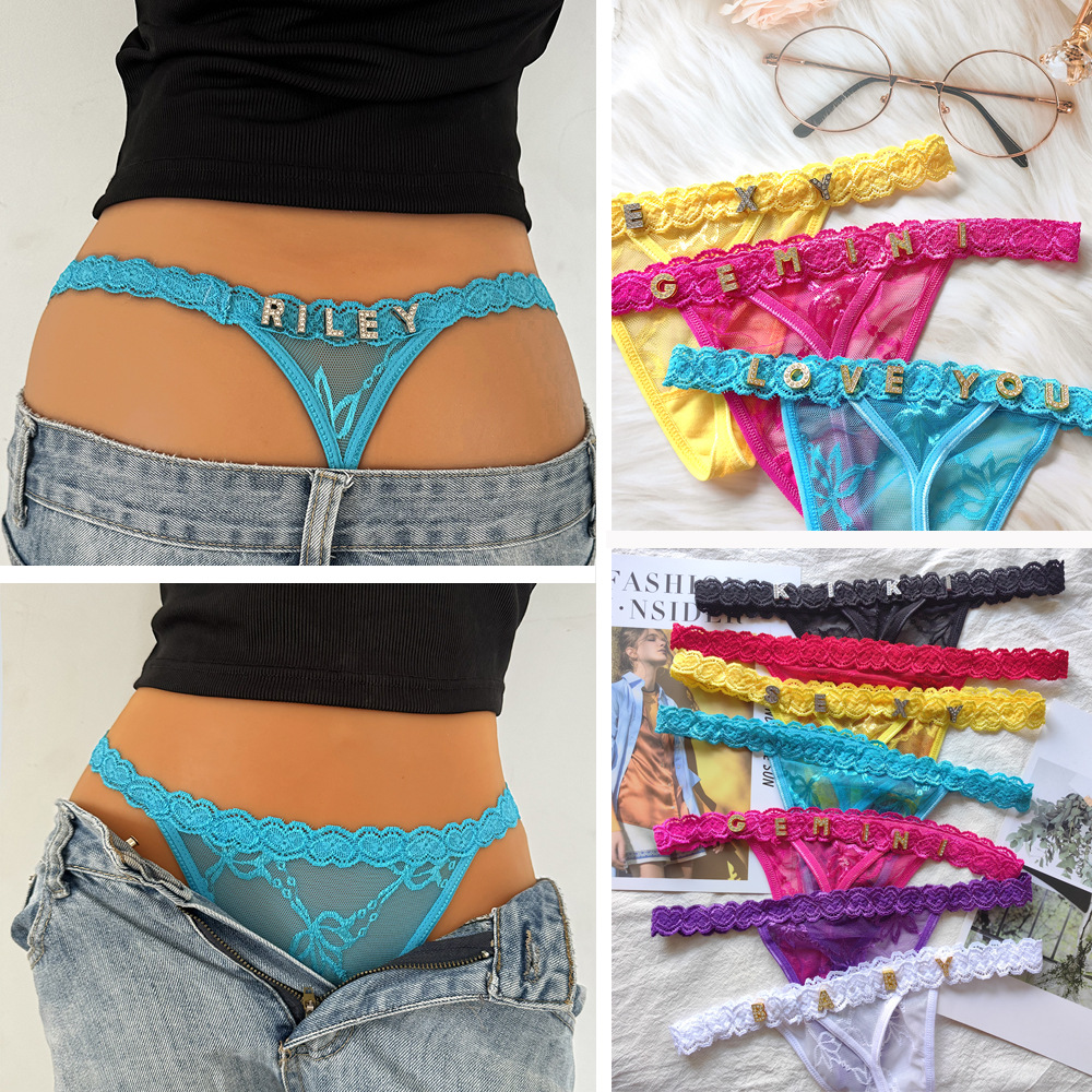 Factory direct sales of European and American style sexy low-rise thongs, women's T-shirts, embroidered heart panties.
