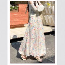 彩色甜美花苞蓬蓬裙女夏季法式温柔风碎花半身裙高腰显瘦a字长裙