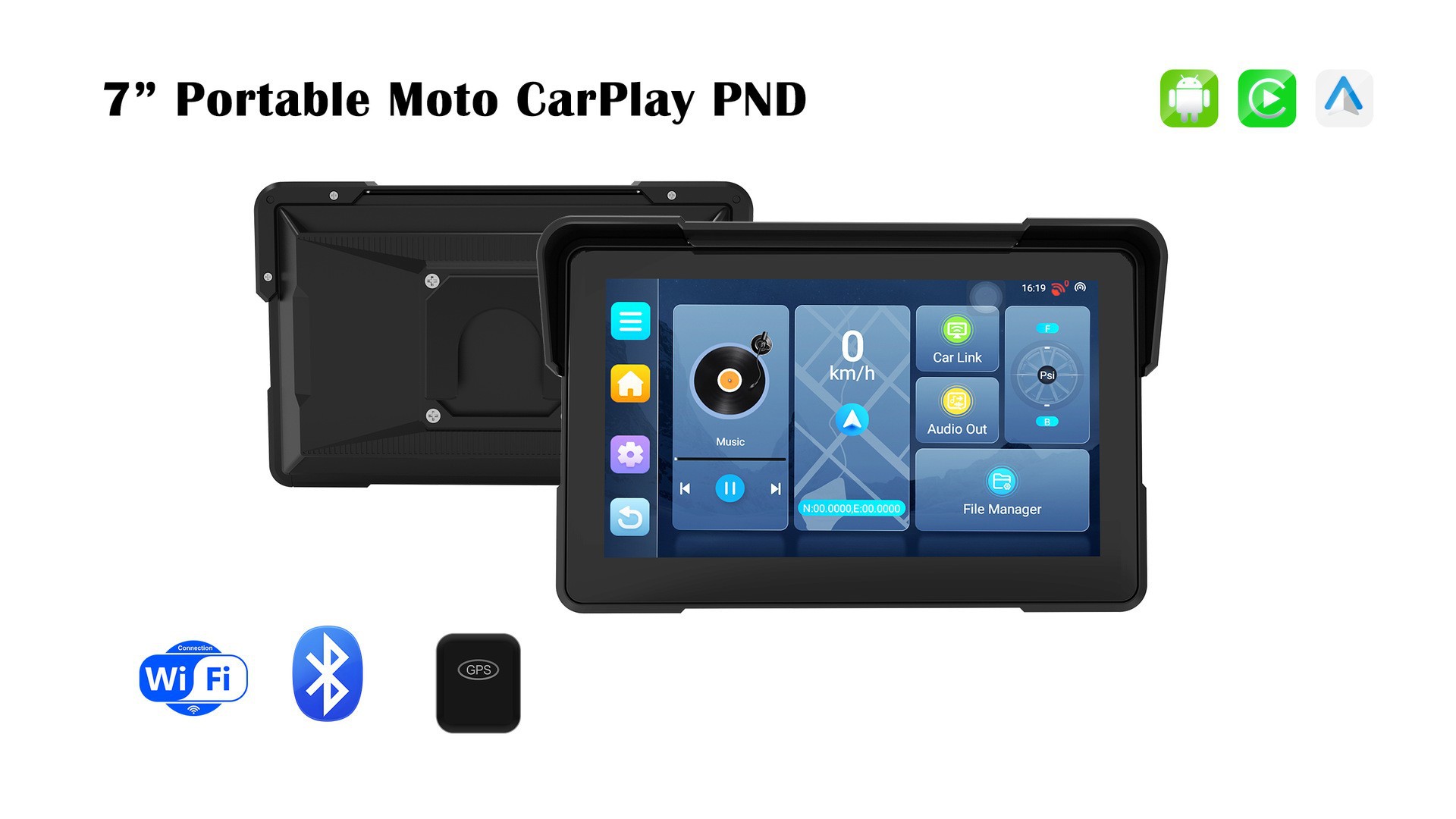 Cross-Border 7inch Motorcycle Navigation System Wireless Carplay Waterproof Motorcycle Dashcam Wholesale