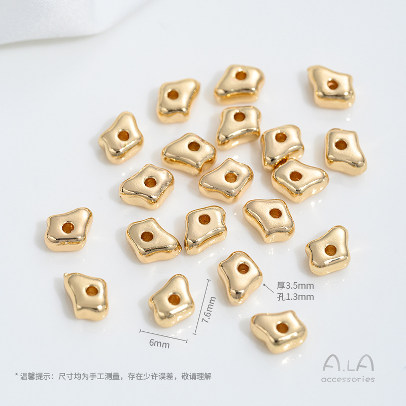 強保色14k包金不規則石珠異形隔珠毛コイルパイナップル結着片diyアクセサリー部品|undefined