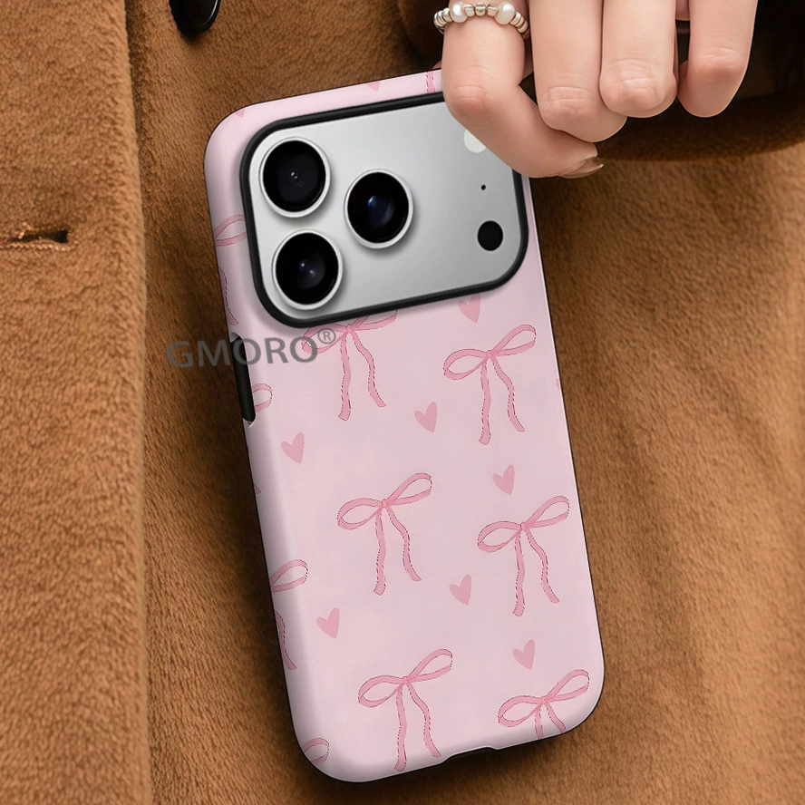 Phone Case (apple iPhone17) 2-in-1 Bow Design, Double-Layer Protective Shell