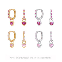 跨境欧美热销s925纯银简约爱心耳环高级轻奢小众时尚设计锆石耳饰