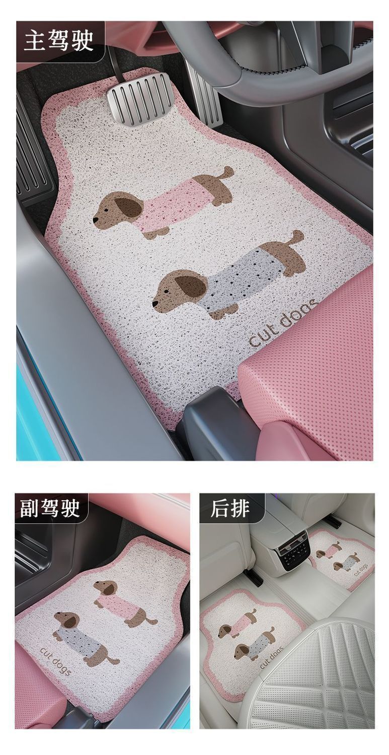 Car Floor Mats, Anti-Dirt Universal Wire Loop Mats, Cartoon Cute Style, Single-Piece Anti-Slip Mat for the Driver's Seat, Mud and Dirt Scraping Mat