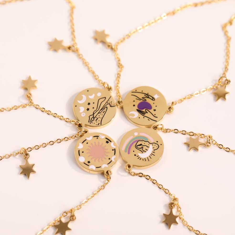 ethnic style tarot card sun moon lovers queen shaped hollowed titanium steel bracelet