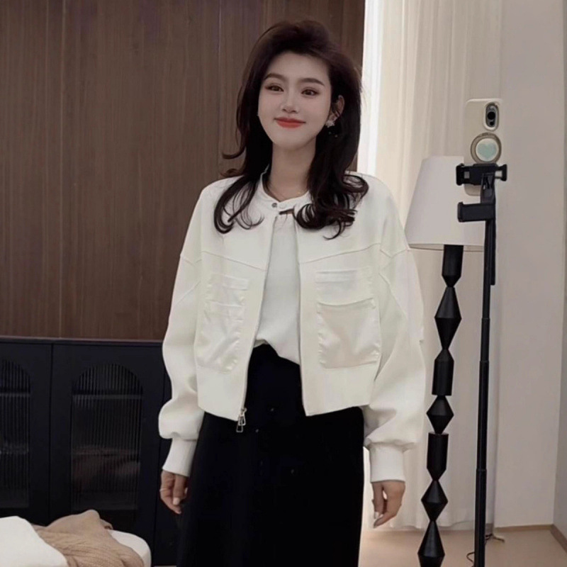 Korean Style Loose Small Stand-Up Collar Short Jacket for Women 2025 Spring New Retro Style Design Jacket Top