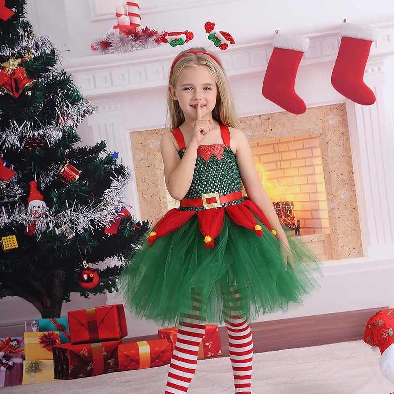 クリスマス子供服子供クリスマス衣装女の子グリーンクリスマスツリードレス祭りドレスプリンセス蓬蓬蓬|undefined