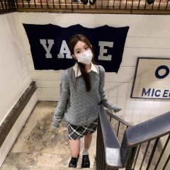 スキャン可能なコードr1ラフ小馬標刺繍カップル丸首ニット男秋冬保温麻花カップルセーター女
