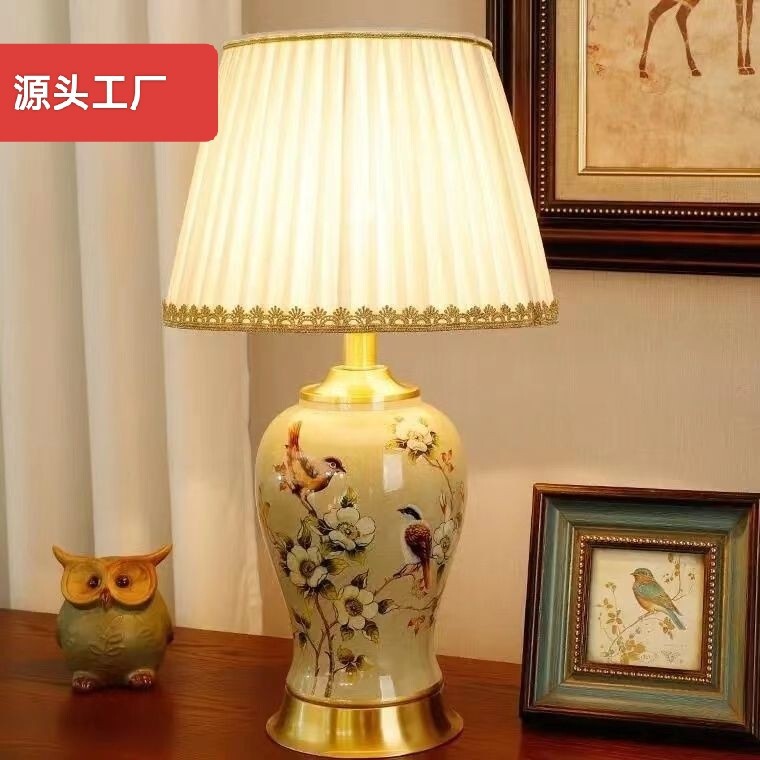 All-Copper Ceramic Table Lamp, Light Luxury High-End Living Room Luxury American Retro Decorative Table Lamp, Master Bedroom Bedside Table Lamp All-Copper Ceramic Table Lamp, Light Luxury High-End Living Room Luxury American Retro Decorative Table Lamp, Master Bedroom Bedside Table Lamp