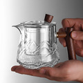 日式木把玻璃泡茶壶茶水分离带过滤茶具家用冲茶器耐高温煮茶壶