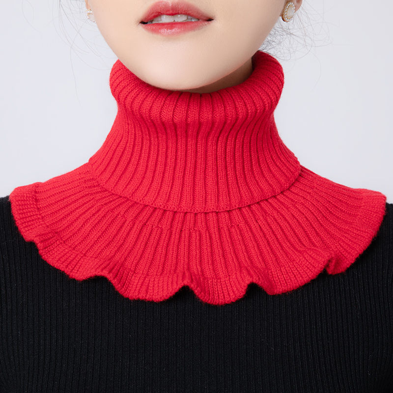 Autumn and Winter New Knitted Pullover Scarf Women's Warm Neck Set All-match Fake Collar High Collar Wool Fake Collar