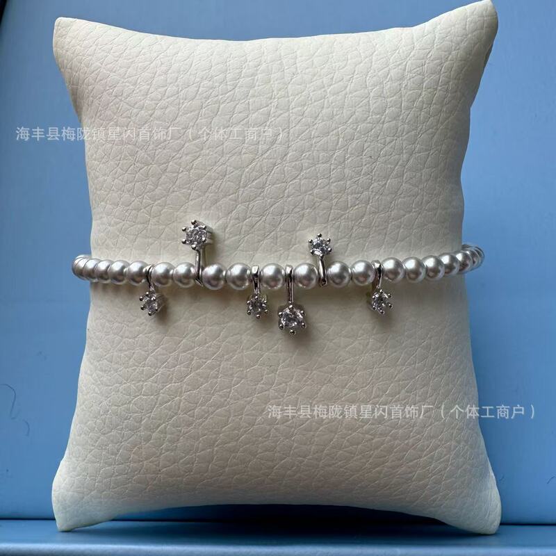 HEFANG He Fang Drunken Meteor Bracelet Simple All-match Light Luxury Silver Grey Pearl Bracelet Women's Traceless Hair HEFANG He Fang Drunken Meteor Bracelet Simple All-match Light Luxury Silver Grey Pearl Bracelet Women's Traceless Hair