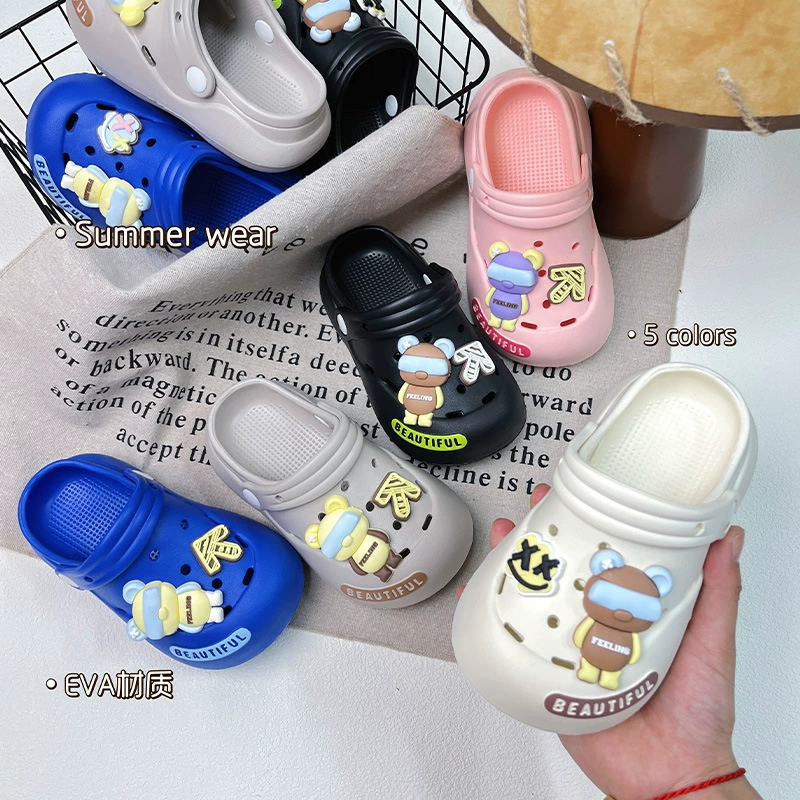 Летние детские тапочки для детей среднего и старшего возраста, домашние и уличные пляжные сандалии на мягкой подошве с рисунком для родителей и детей, нескользящие сабо.