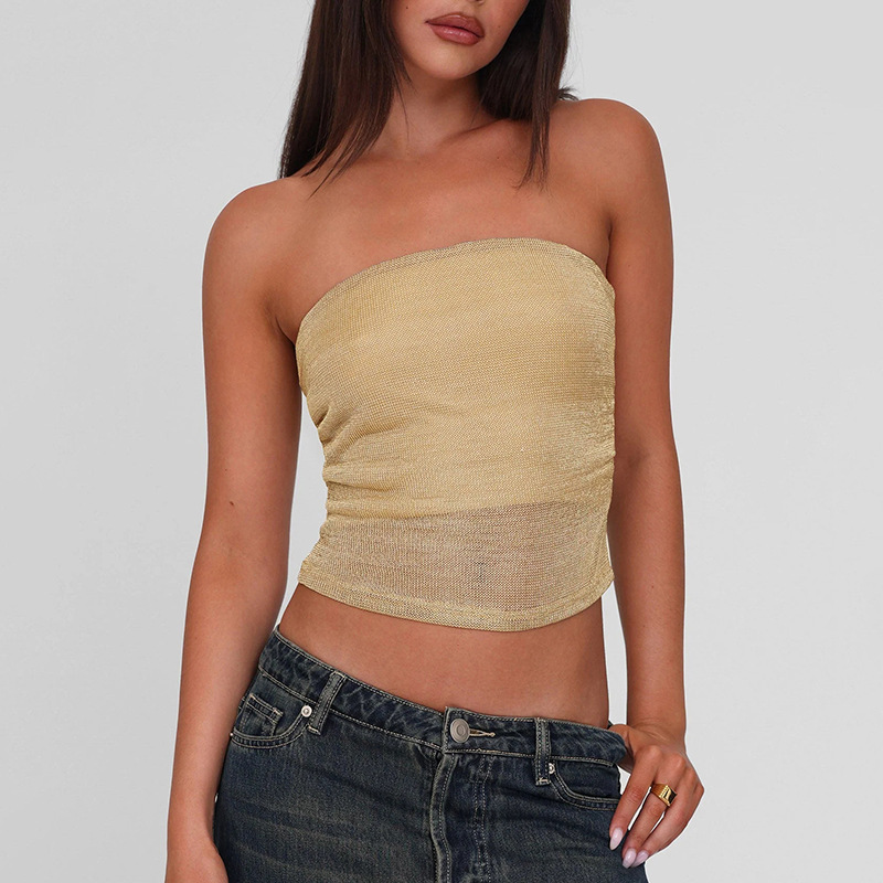 Q25Tp191 Amazon Cross-Border Women's New Fashion Sexy Hot Girl Style Trendy Patchwork Solid Color Tube Top
