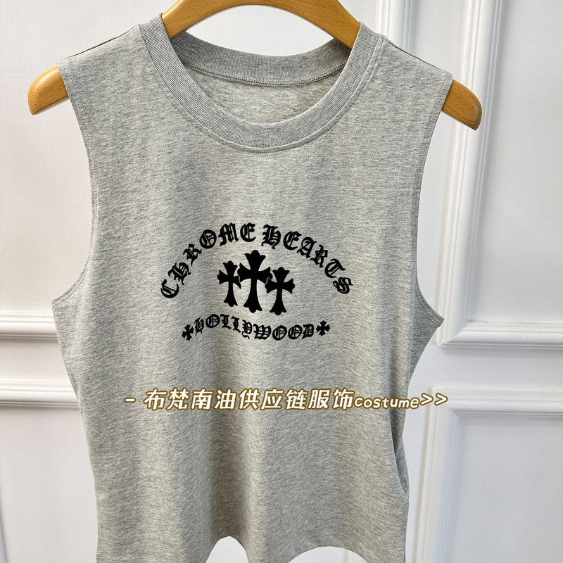 Shenzhen Nanyou Correct Version Ch Cross Sanskrit Sleeveless Vest Women's 25 Summer New American Fashion Brand Top Shenzhen Nanyou Correct Version Ch Cross Sanskrit Sleeveless Vest Women's 25 Summer New American Fashion Brand Top