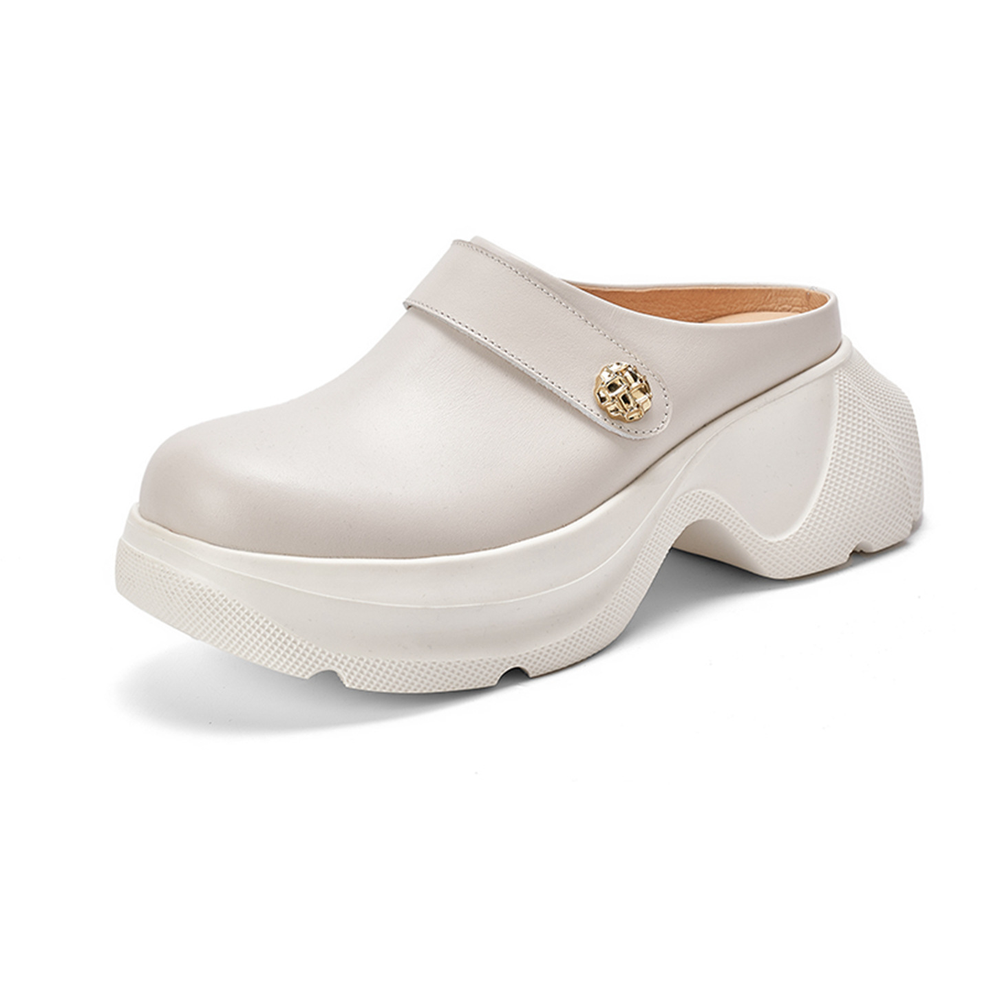 Dép sandal nữ đế bánh xốp cao, mũi kín, phong cách lười thời trang — đen