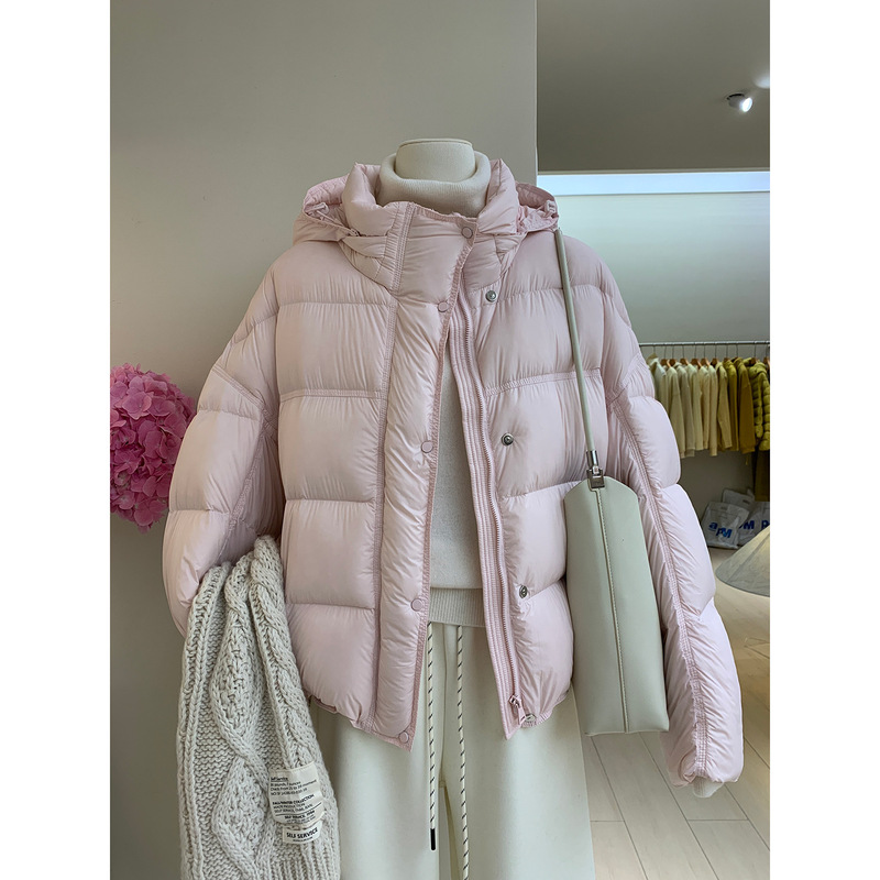 Pink Memories Soft Puff 95 White Goose down Jacket Zero Pressure Hooded Removable Three-Strand Quilted Bread Jacket