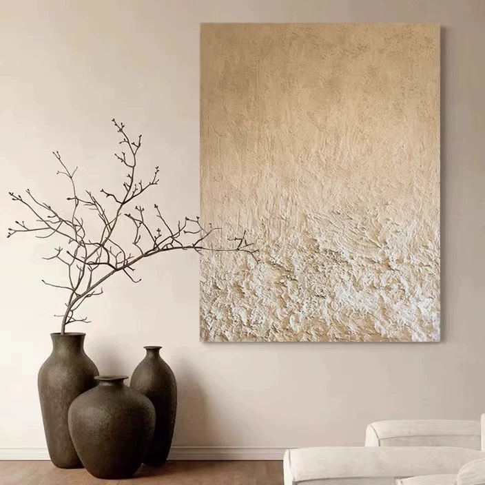Pure hand-painted art abstract oil painting three-dimensional texture wabi-sabi style decorative painting restaurant B&B mural living room hanging painting