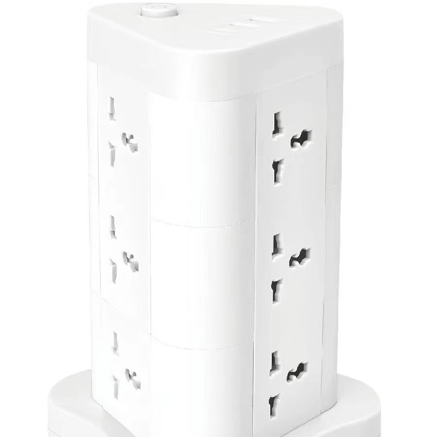 Caja de torre de 3 capas 2USB + 1PD Estándar británico Estándar europeo Estándar estadounidense Irán Azerbaiyán Dominica Jamaica