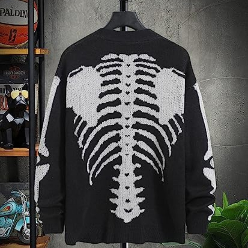 Women's Gender Jacquard, Rib-Knit Design Casual Style Women's Sweater Long Sleeve Sweaters & Cardigans Jacquard Rib-Knit Casual Skeleton
