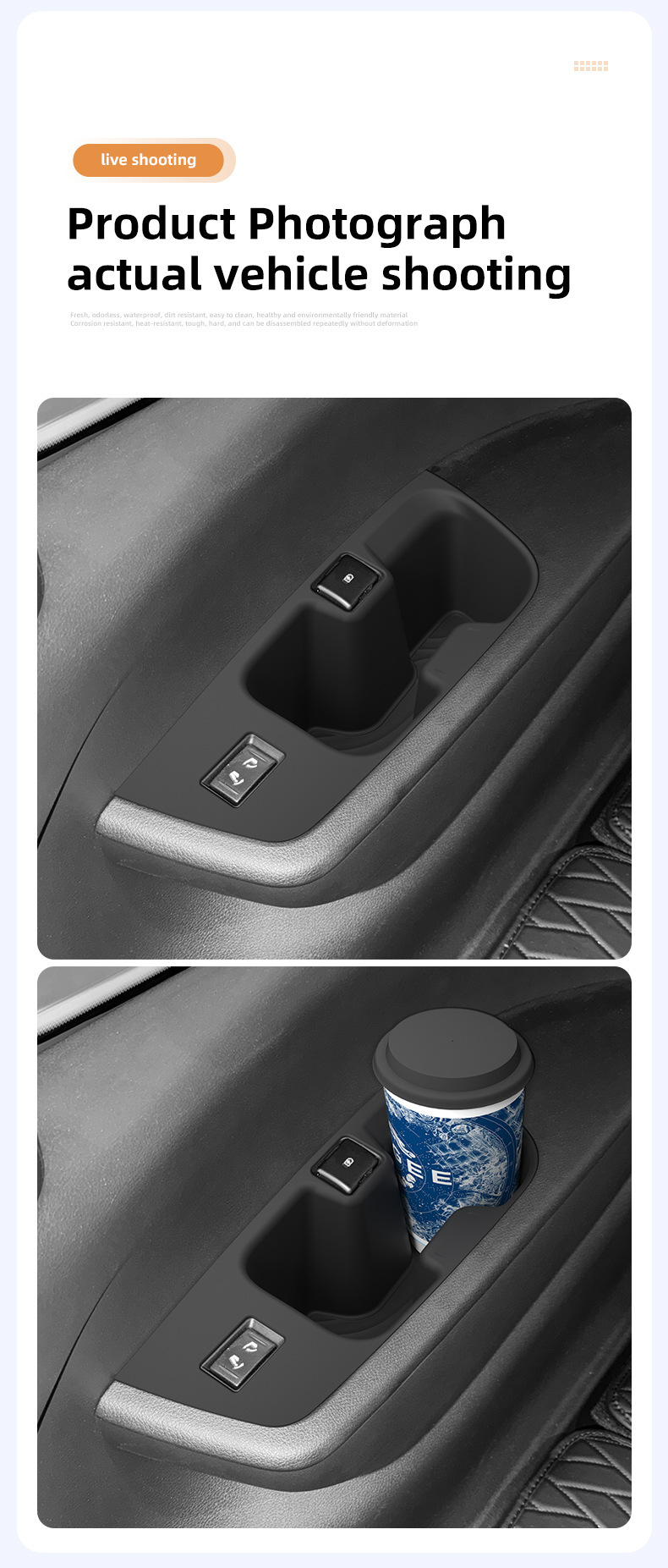 Suitable for 26 models of Patrol Y63 with two rows of cup holders, Armada with three rows, side protection anti-slip mat
