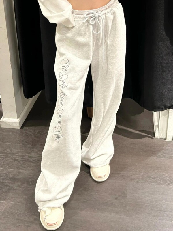 [Official Website Authentic] Korean Badblood Lace Fake Two-Piece Embroidered Pants Niche Casual Pants and Sweatpants for Women