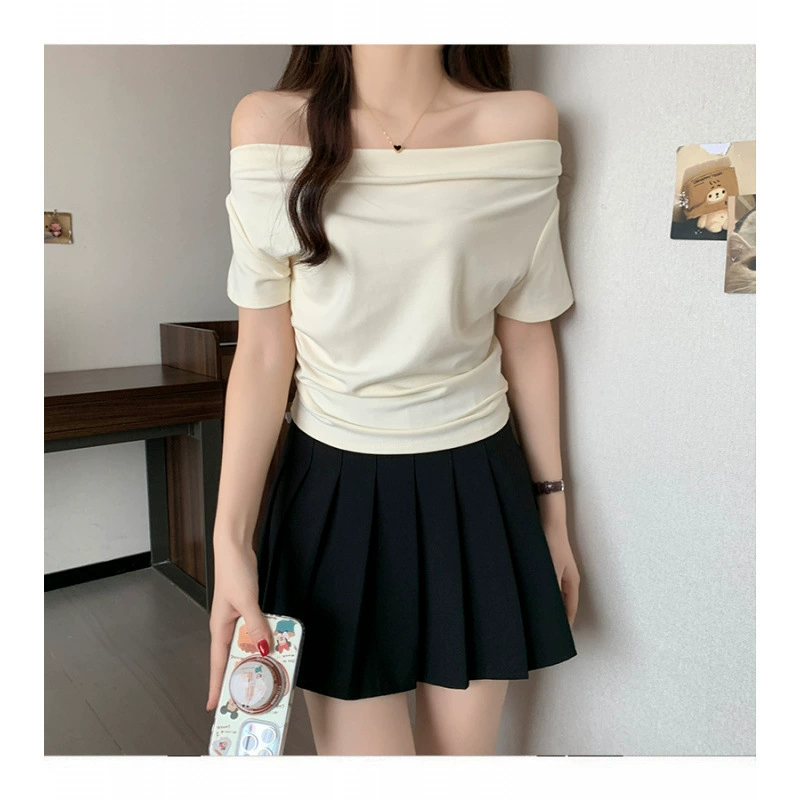 Нишевая облегающая женская футболка с короткими рукавами в дизайнерском стиле, новый стиль лета 2025 года, короткий топ из чистого хлопка Spicy Pure Desire.