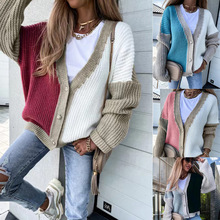 创意款2022秋季外贸货源街头街头潮人欧美女装V字领宽松型毛衣