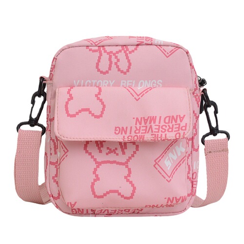 Versatile ins nylon bag for women’s mobile phone, cute small square bag, shoulder bag, fashionable graffiti polyester crossbody bag, painful bag