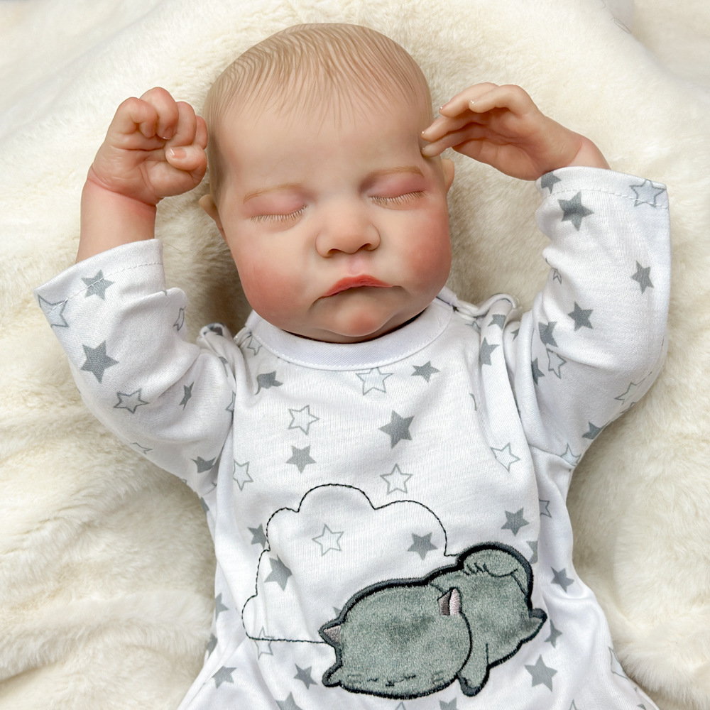 Muñeca de simulación de suministro Le comercio electrónico bebé muñeca transfronteriza pesada 17 pulgadas vi puede entrar en pegamento completo Henghua