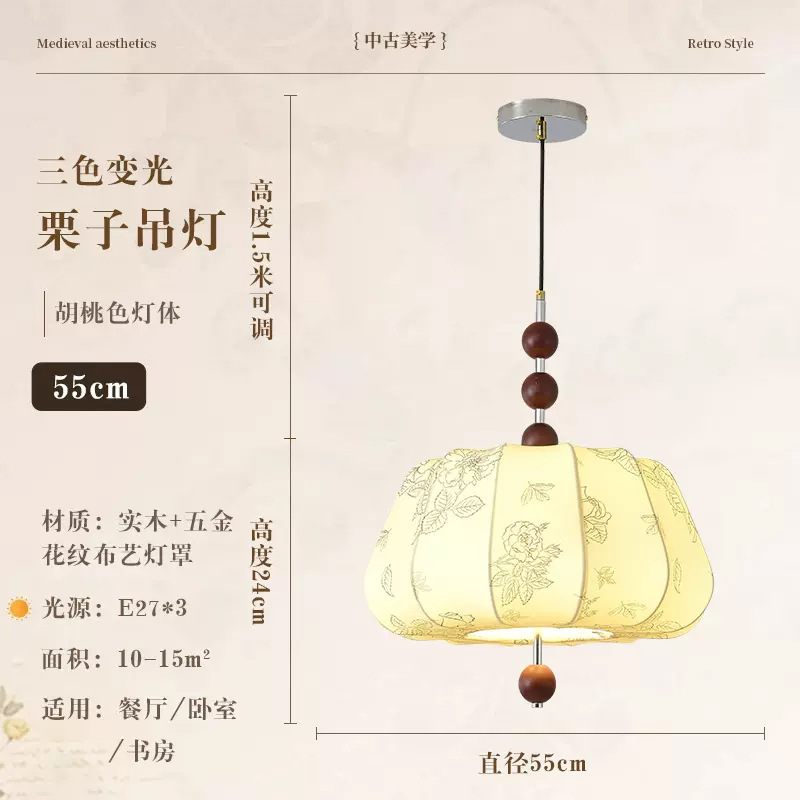 Retro estilo francés tela de dormitorio candelabro impresión medieval sala de estar comedor bar lámparas de madera maciza armario