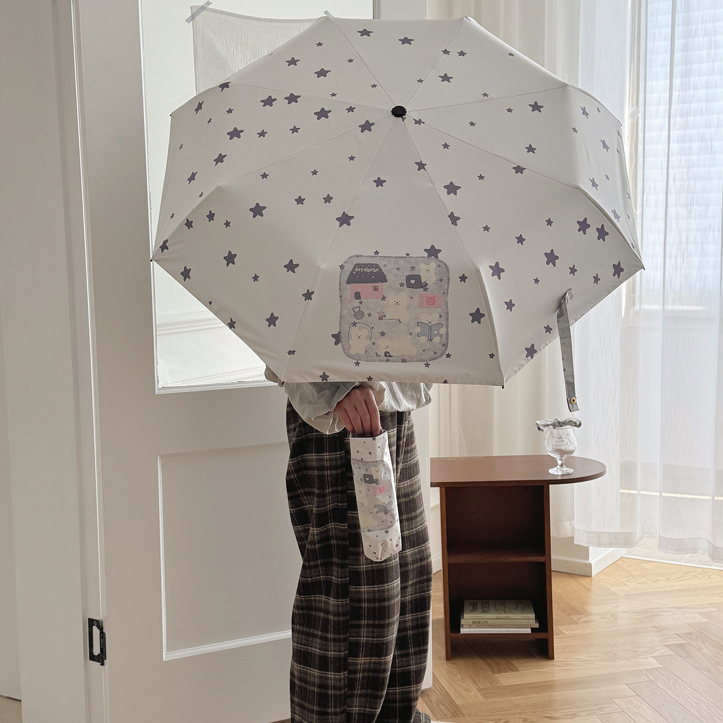 For Girls Cute Foldable Black Coating Sunshade UV Top Quality Protection Manual Automatic Dual-Use Sun Umbrella_voghion.com