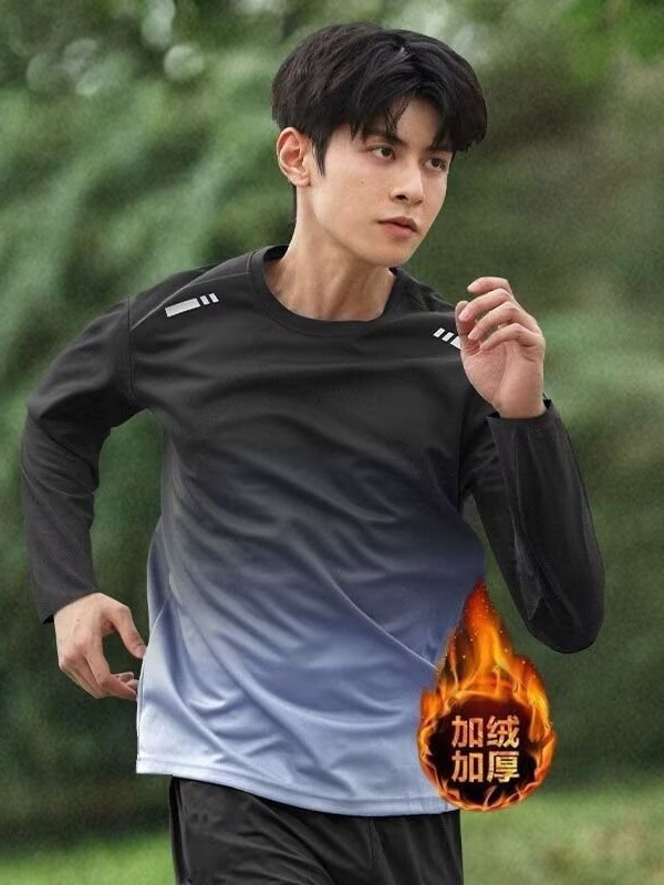Deportes de manga larga de hombre primavera y verano deportes ocio entrenamiento relajado transpirable acondicionamiento físico otoño y invierno camiseta de correr al aire libre