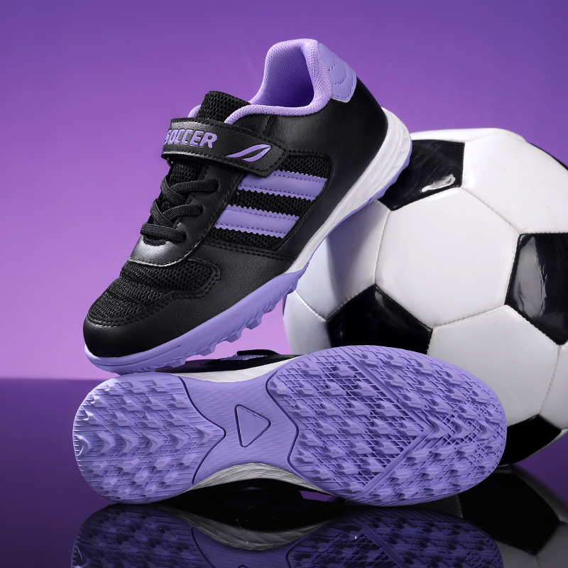 Zapatillas de Fútbol con Cierre Adhesivo para Niños Malla y Caucho Transpirable, Ligero para Césped Artificial y Pista