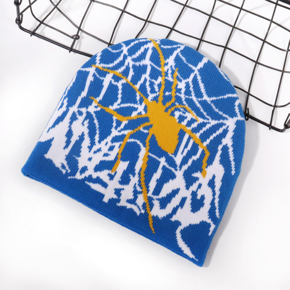 Cappello lavorato a maglia con motivo a ragnatela di Halloween, tendenza moda personalità per uomini e donne_voghion.com