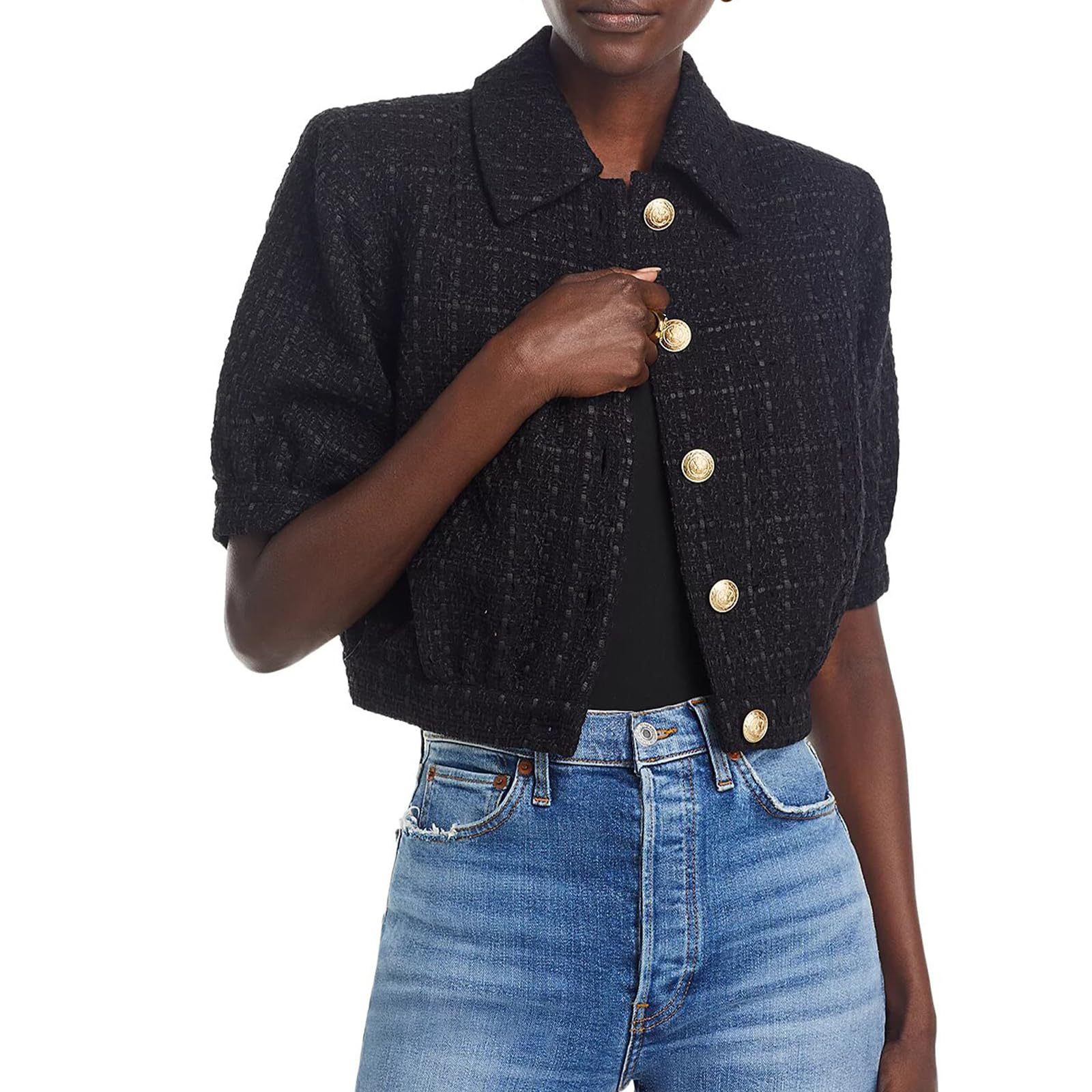 In Stock 2025 Autumn European and American Cross-Border Elegant Socialite Short Tweed Jacket French Tweed Top