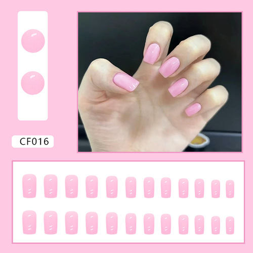 Sweet girly pink gentle European square false nails summer whitening cute gentle manicure pieces wearable nails wholesale