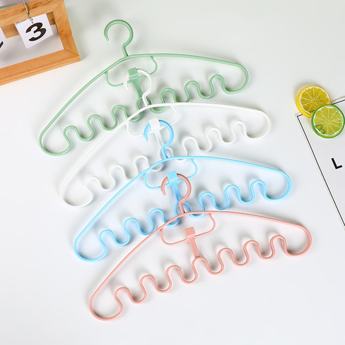 Wavy-shaped clothes hanger for home use, multifunctional wardrobe storage tool, simple underwear tie sling hanger