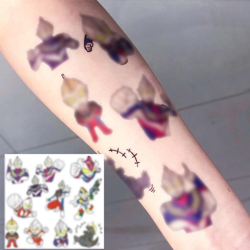 Children's Tattoo Stickers Non-Toxic Ultraman Cartoon Reward Tattoo Stickers Graffiti Special Effects Semi-Permanent